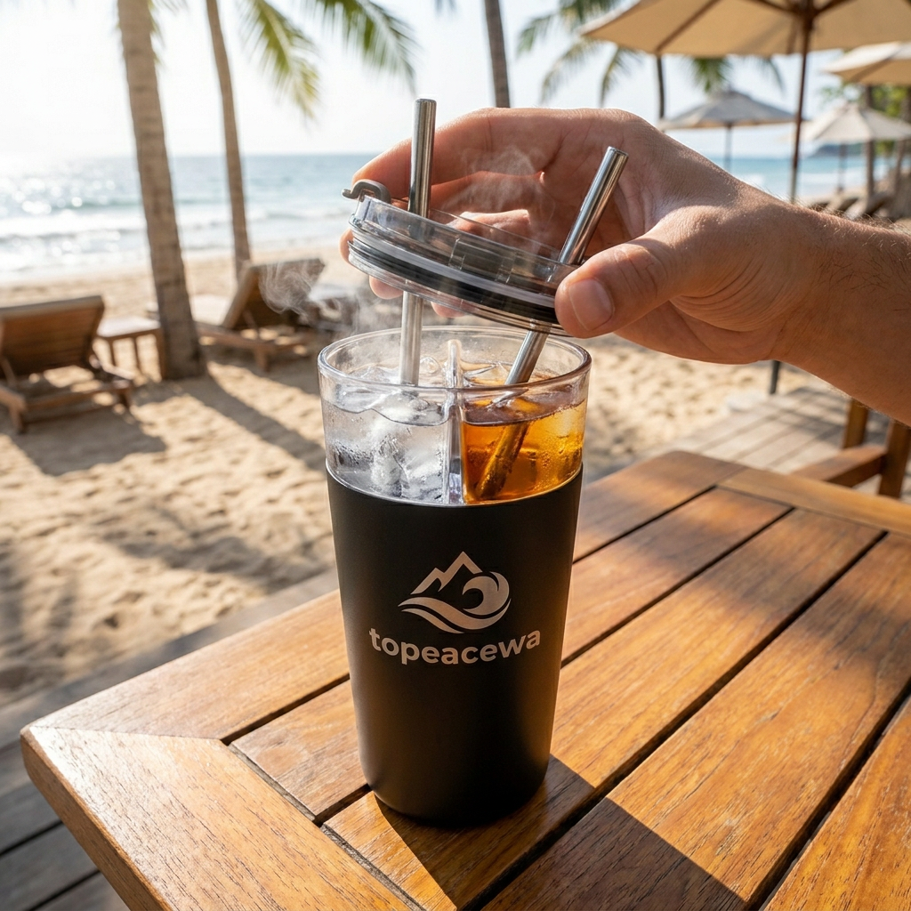Topeacewa DualFlow 2-in-1 Insulated Travel Tumbler