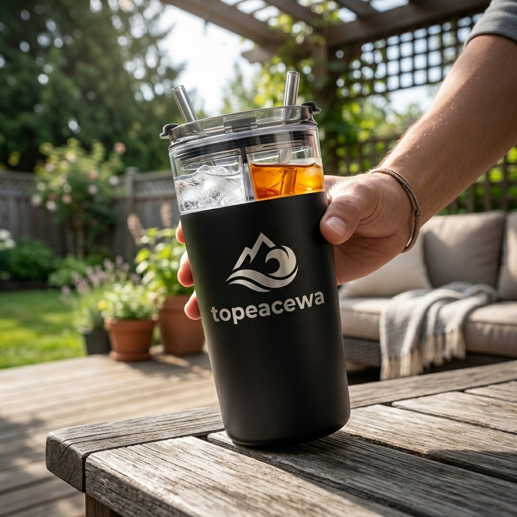 Topeacewa DualFlow 2-in-1 Insulated Travel Tumbler