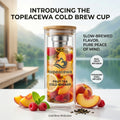 Topeacewa PureInfuse Glass Fruit Tea Cold Brewer | Double-Wall Borosilicate Tumbler with Infuser & Bamboo Lid