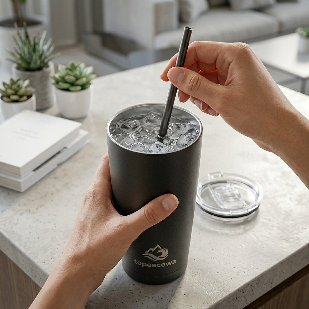 Topeacewa ApexFlow 48H Insulated Vacuum Tumbler with Sip-Thru Straw Lid