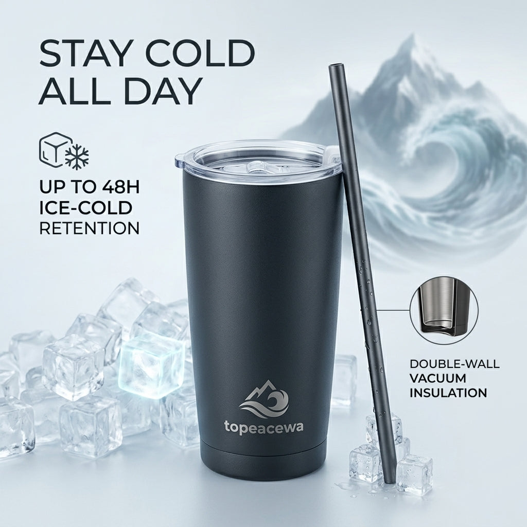 Topeacewa ApexFlow 48H Insulated Vacuum Tumbler with Sip-Thru Straw Lid