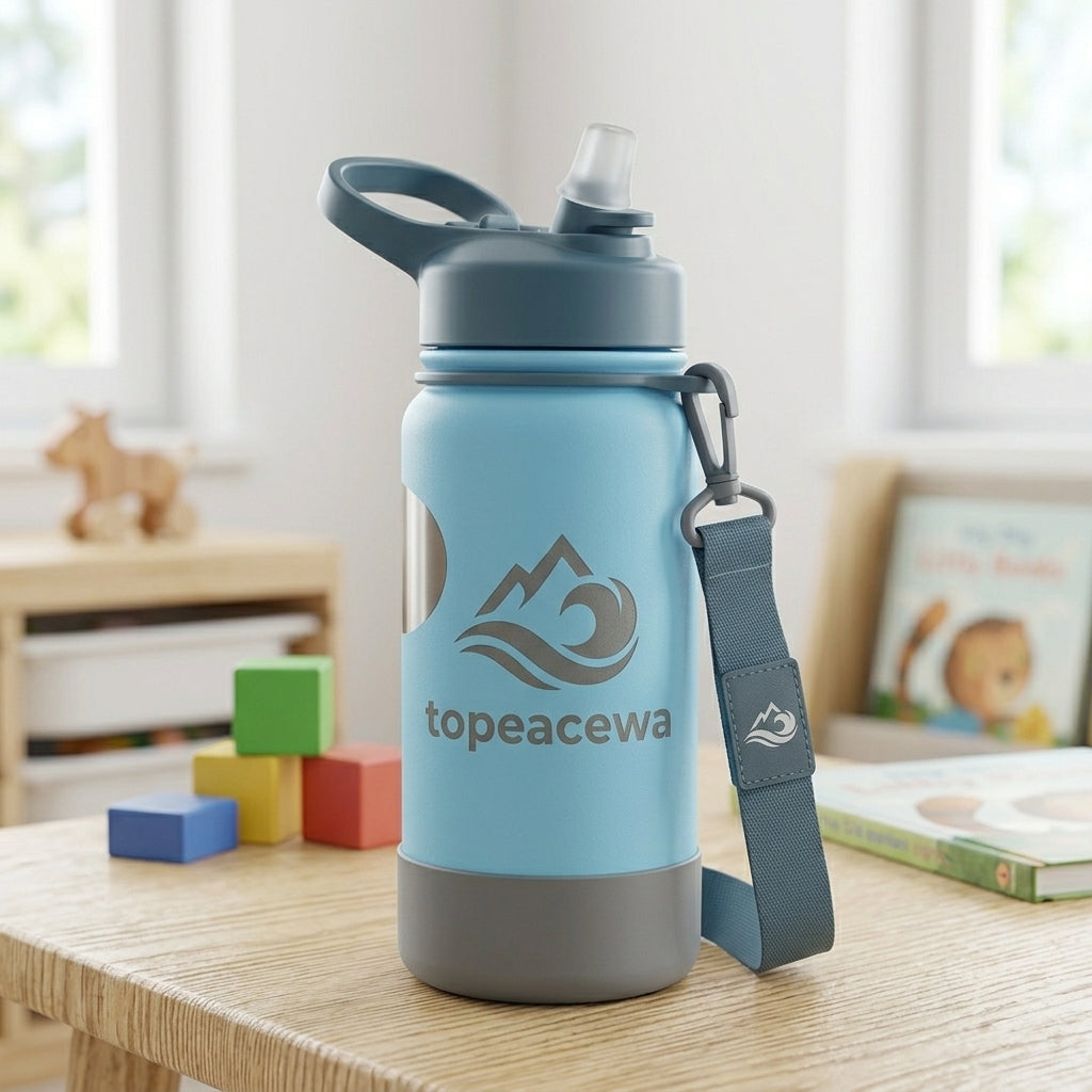 Topeacewa Kids Stainless Steel Water Bottle | Drop-Proof Insulated Cup with Strap