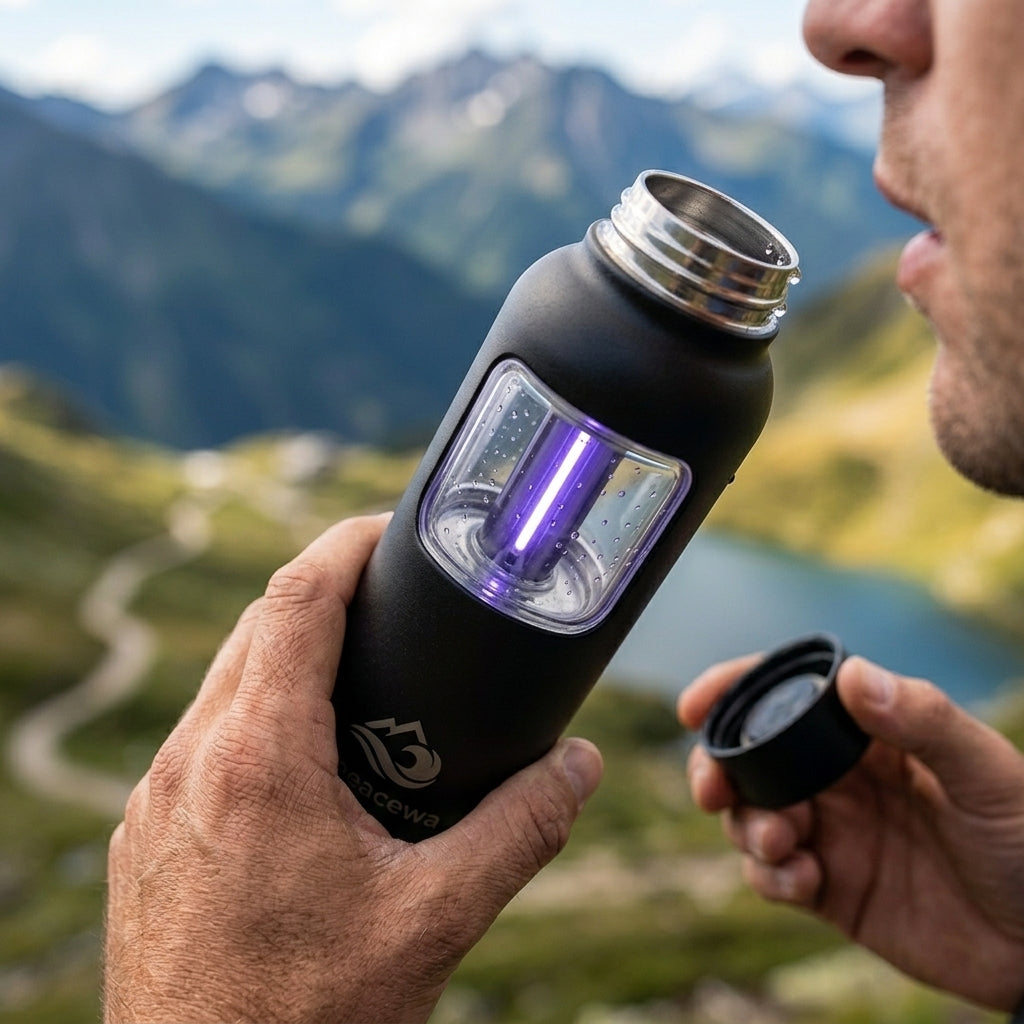 Topeacewa Wild-Tech 1.0 UVC Self-Cleaning Water Purifier Flask | 750ml Field-Tested Tactical Bottle