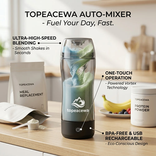 Topeacewa Electric Protein Shaker Cup | USB Rechargeable Vortex Mixer Bottle for Gym & Fitness