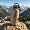 Topeacewa Summit Titanium Ultra-Light Expedition Flask | 1000ml Pure Titanium Carabiner-Ready Bottle